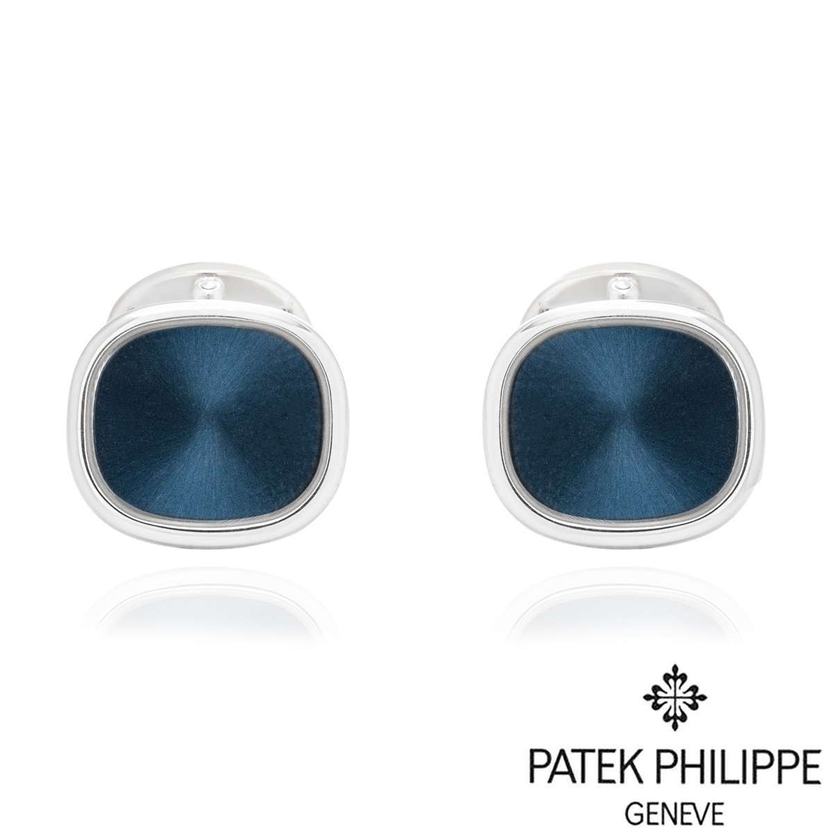Patek Philippe Ellipse Cufflinks Sunburst Blue White Gold 2059102G